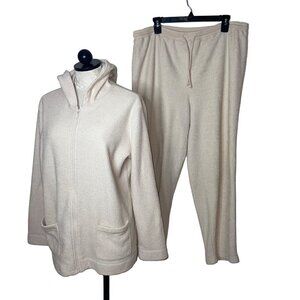 Saks Fifth Avenue Vintage Womens Track Suit Size Large Cream Soft Terry Cloth